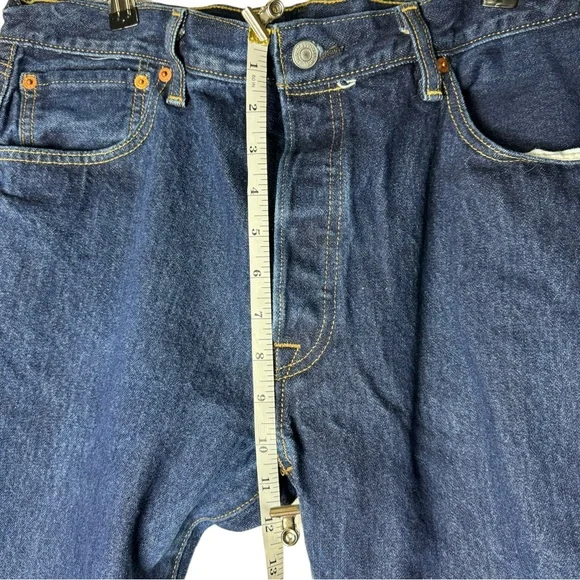 LEVI’S Men’s 501 36 x 30 Original Straight Leg Button Fly Dark Blue Wash Jeans - Picture 8 of 8